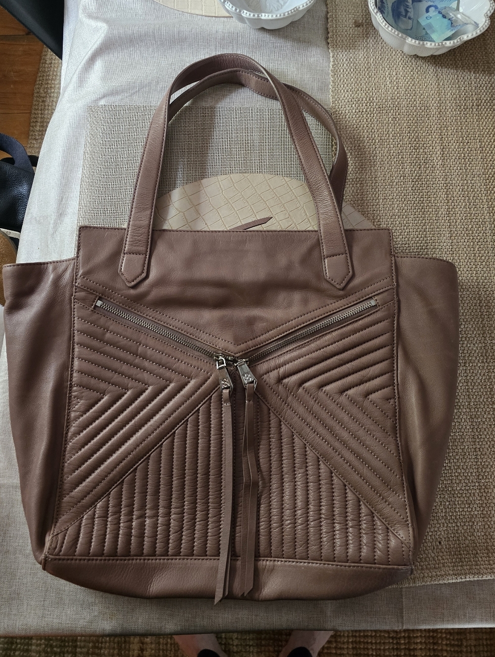 Women's Quilted Tote Bag in Brown